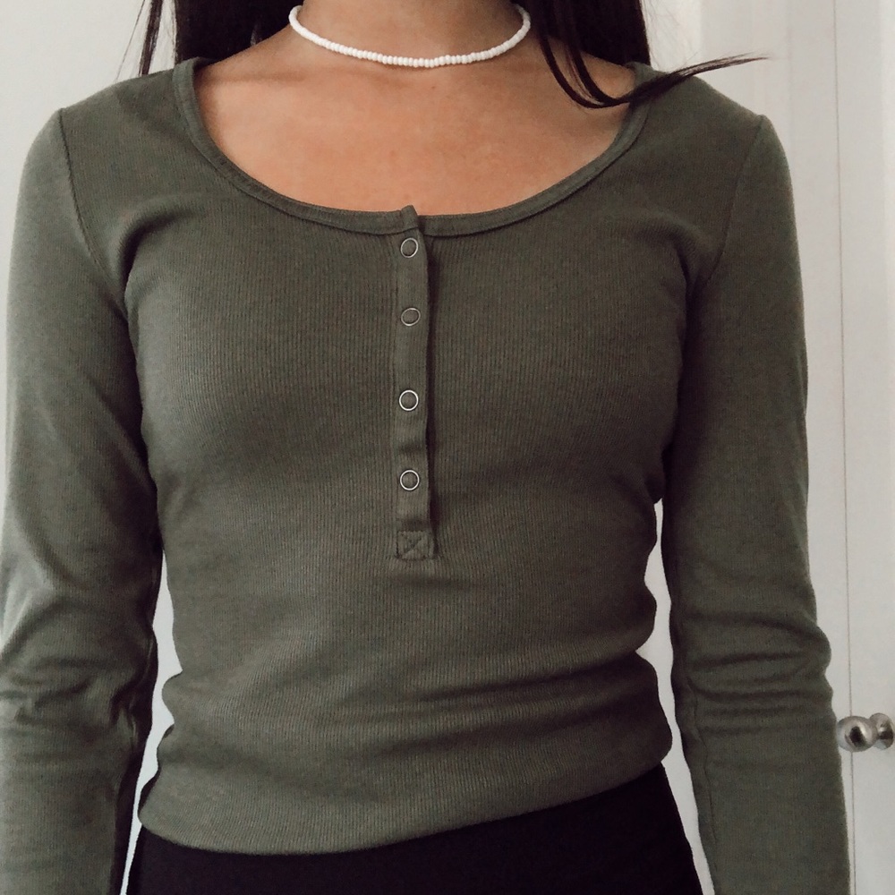 dark green long sleeve button up